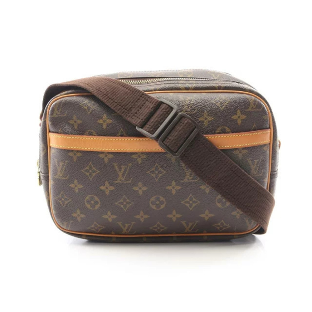 Louis Vuitton Reporter Shoulder Bag Canvas Leather Monogram Brown